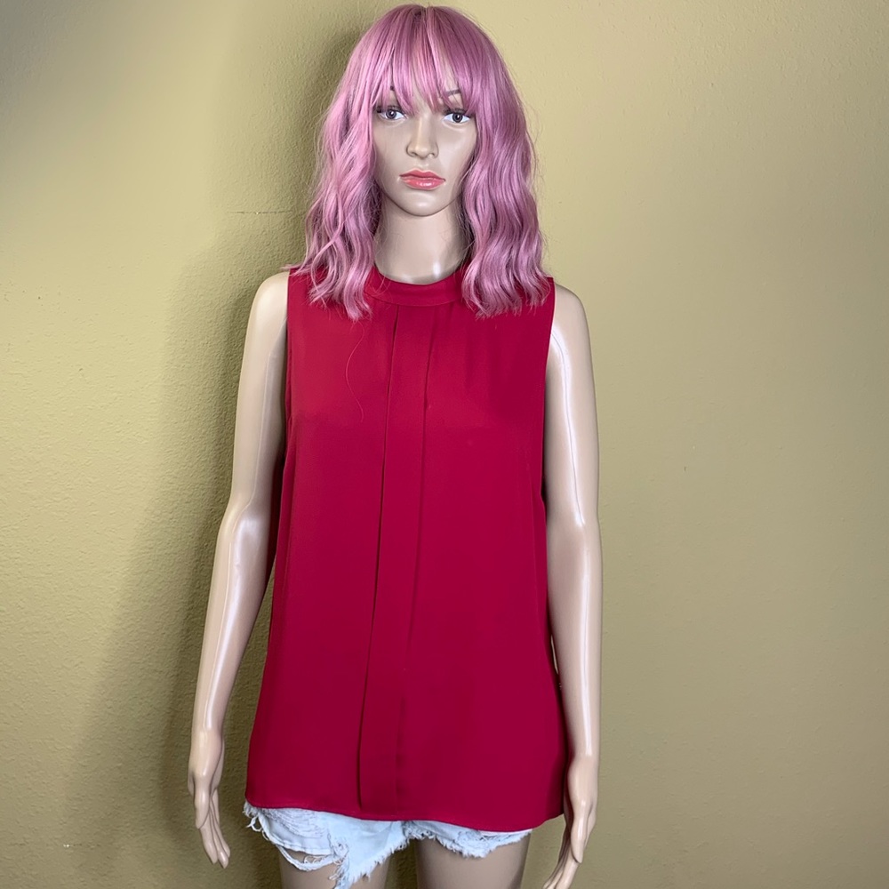 White House Black Market Red Sleeveless Blouse